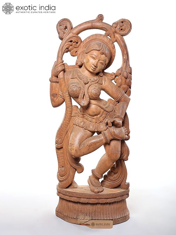 Voluptuous Lady Scratching Her Toe Wood Sculpture