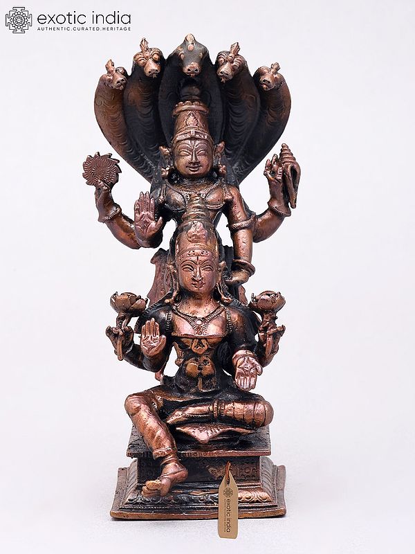 Copper Sculpture of Vishnu and Lakshmi