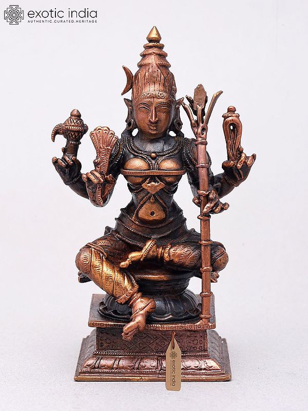 Small Copper Statue of Goddess Tripura Sundari (Rajarajeshwari)
