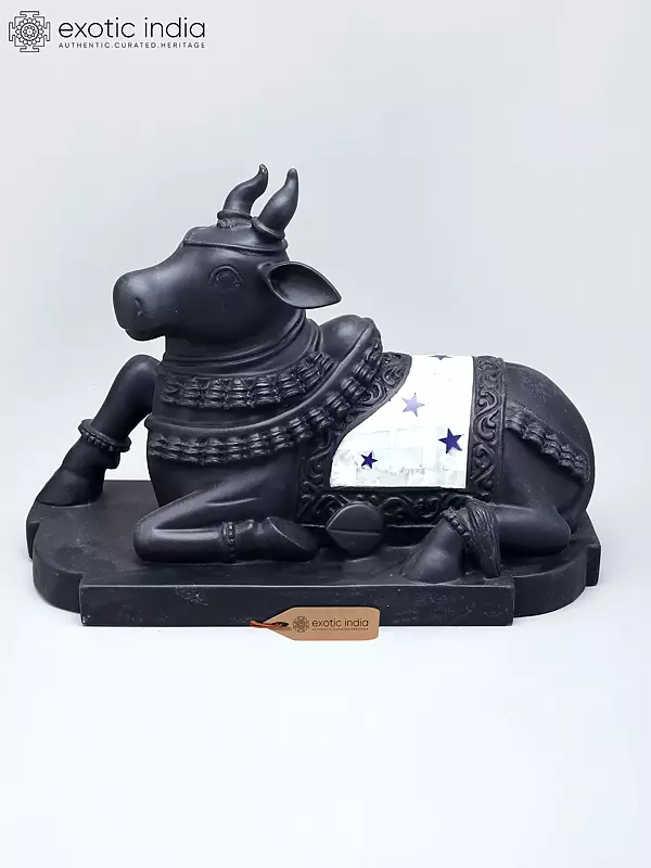 12" Black Marble Nandi Statue - Vahana of Lord Shiva