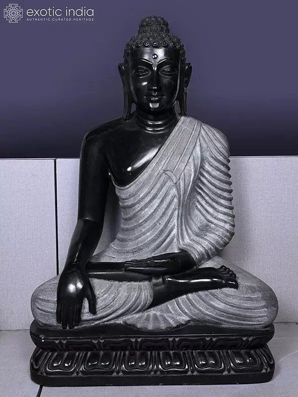 30" Lord Buddha - Bhumisparsha Mudra Marble Statue