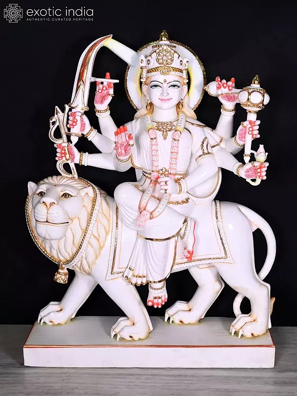Goddess Durga Marble Sculpture