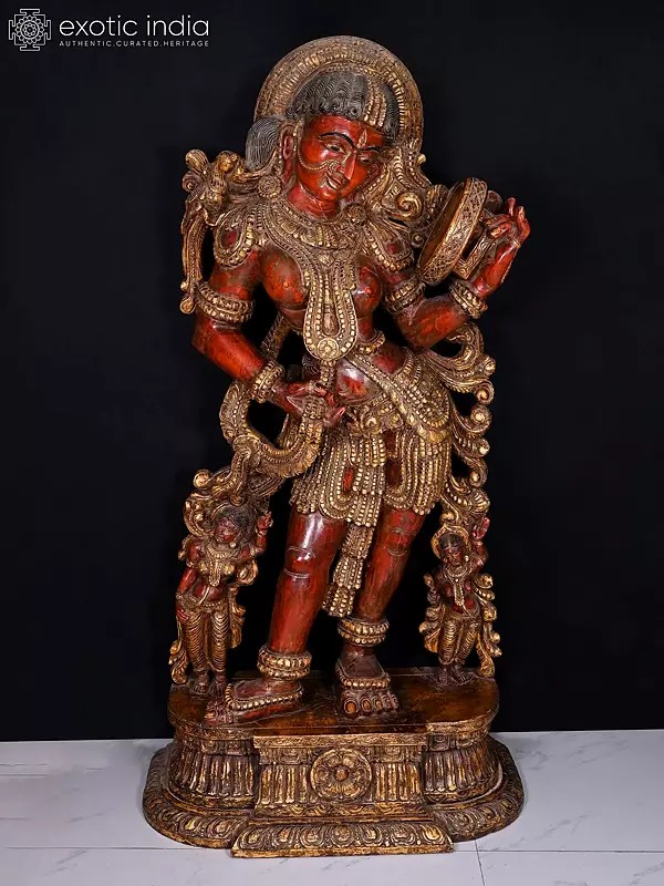 78" Apsara Wooden Statue