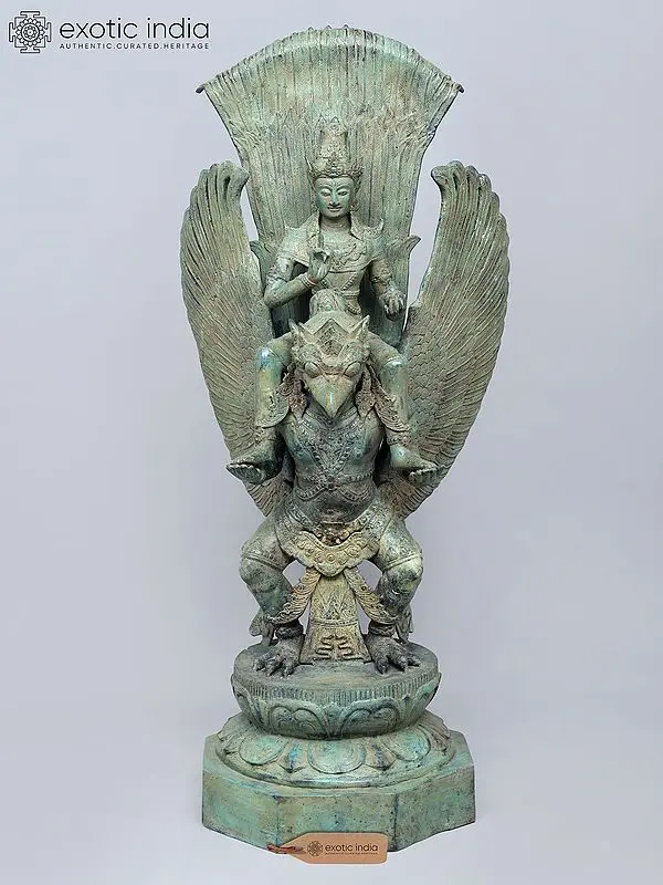 40" Vishnu On Garuda In Brass