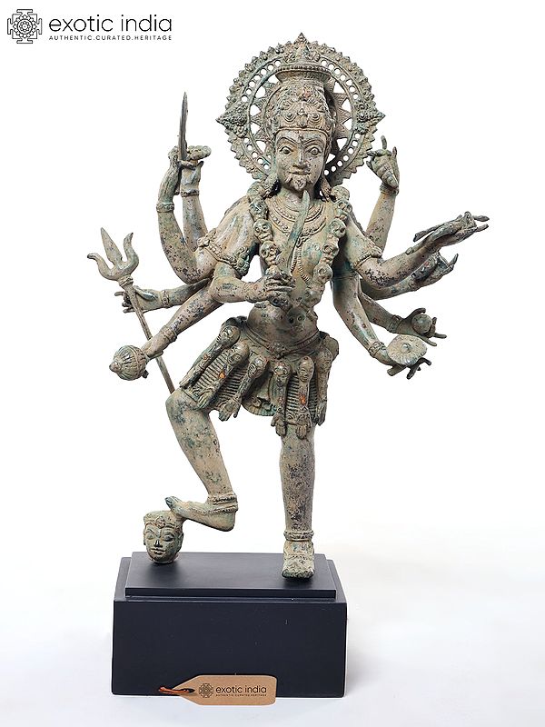 24" Dancing Mahakali in Fierce Tandava Brass Statue