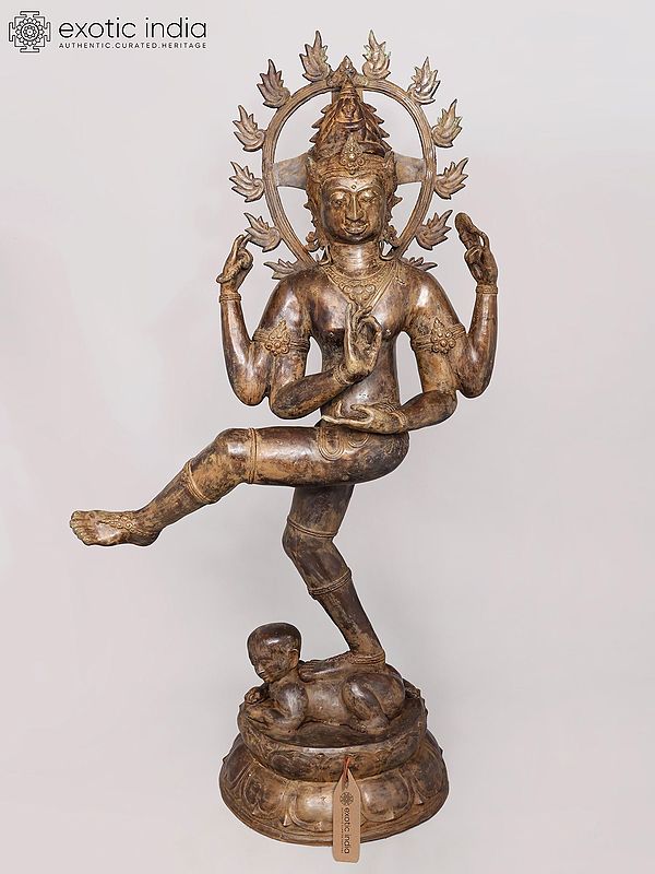 Brass Nataraja Statue: Balinese Cosmic Dancer Shiva Crushing Apasmara Dwarf