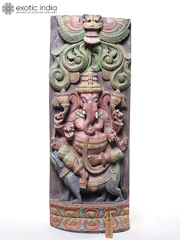 36" Lord Ganesha Seated on Mouse (Vahana) in Lalitasana