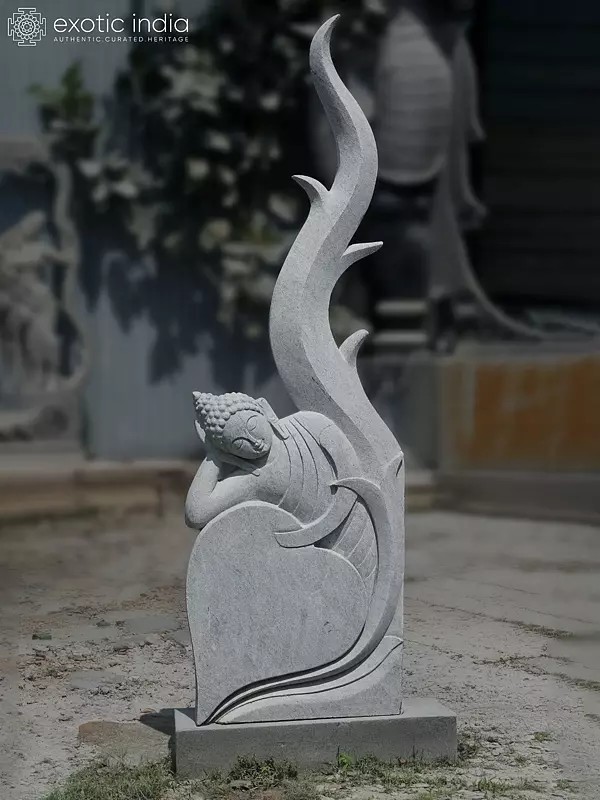 74" Resting Lord Buddha Granite Statue