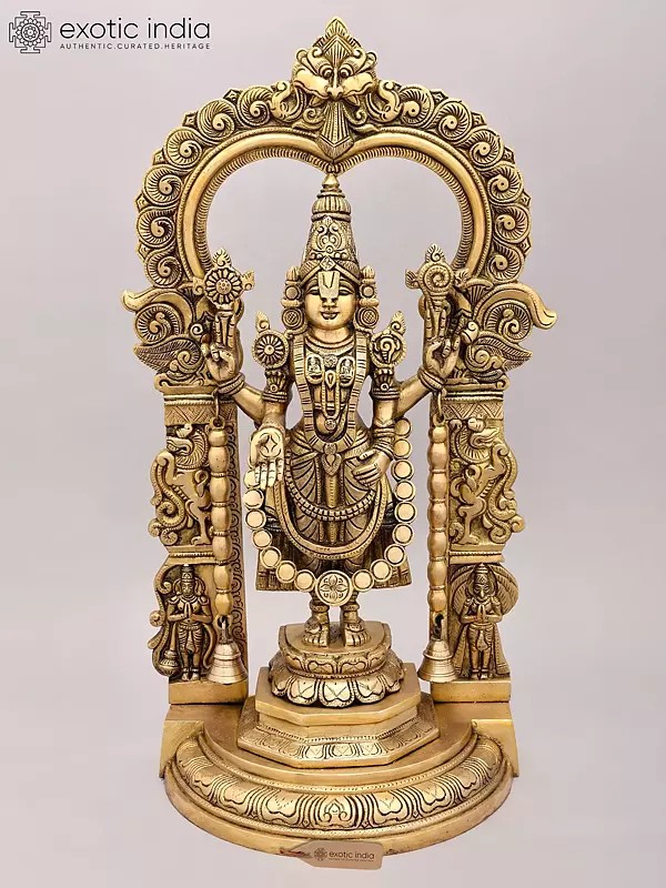 22" Tirupati Balaji with Kirtimukha Prabhavali | Brass Idol