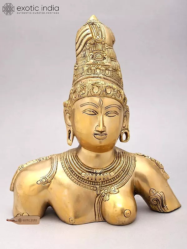 Brass Ardhanarishvara Sculpture - 12" Shiva-Shakti Bust