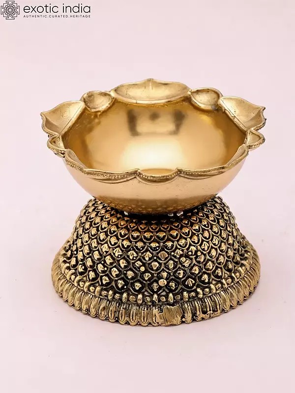 2" Small Designer Superfine Brass Diya (Lamp) | Puja Item