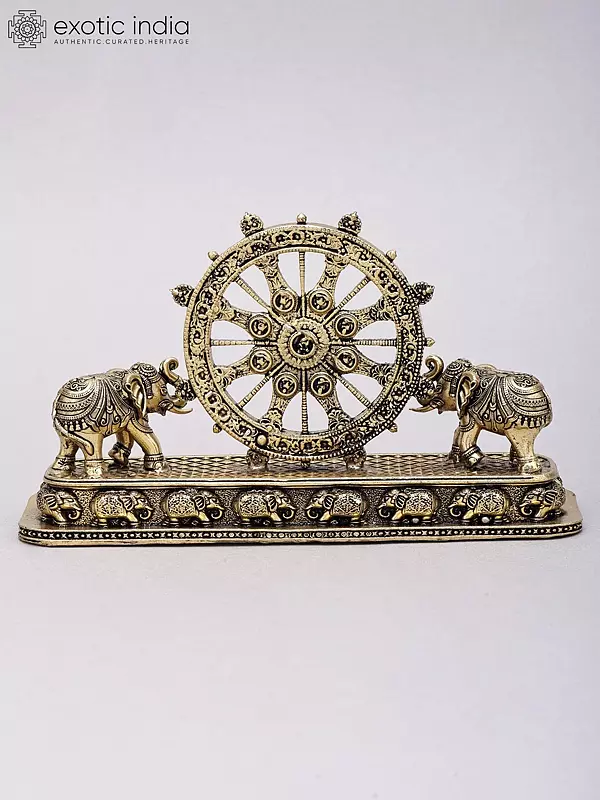7" Superfine Brass Konark Chakra with Elephants