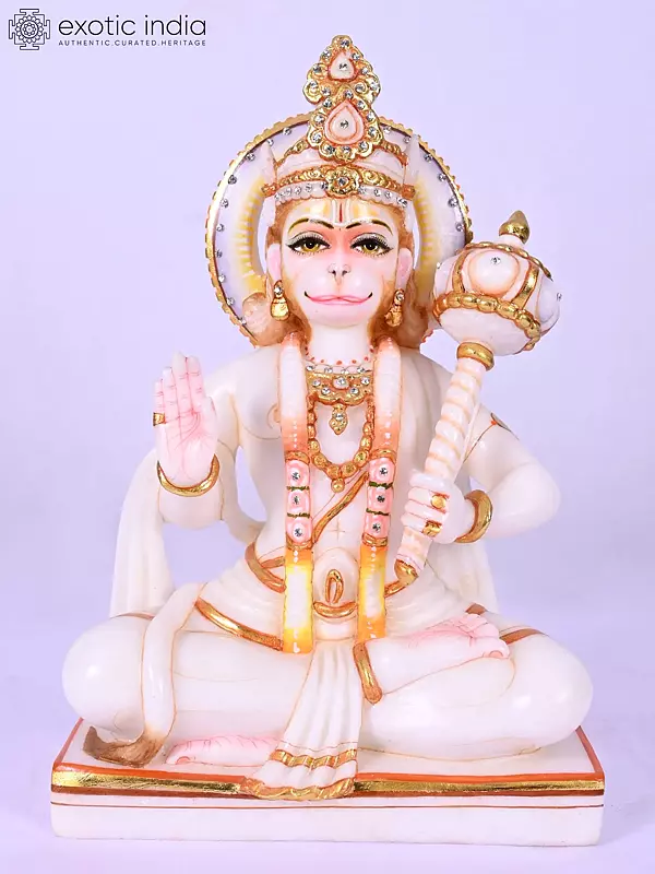 15" Blessing Lord Hanuman Marble Statue