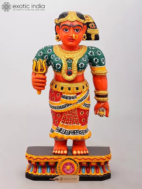 24" Hand-Painted Amman Holding Trishul