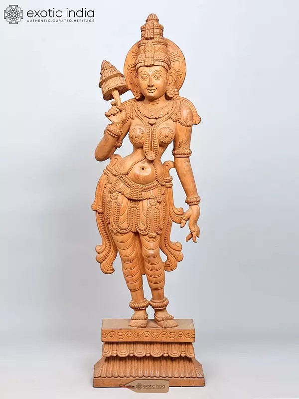 43" Large Surasundari Wood Carved Statue