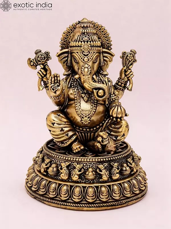 Blessing Lord Ganesha Brass Statue - 5 Inch