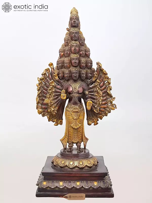 24" Sadashiva - Multi-Headed, Multi-Armed Cosmic Form of Lord Shiva | Brass Statue