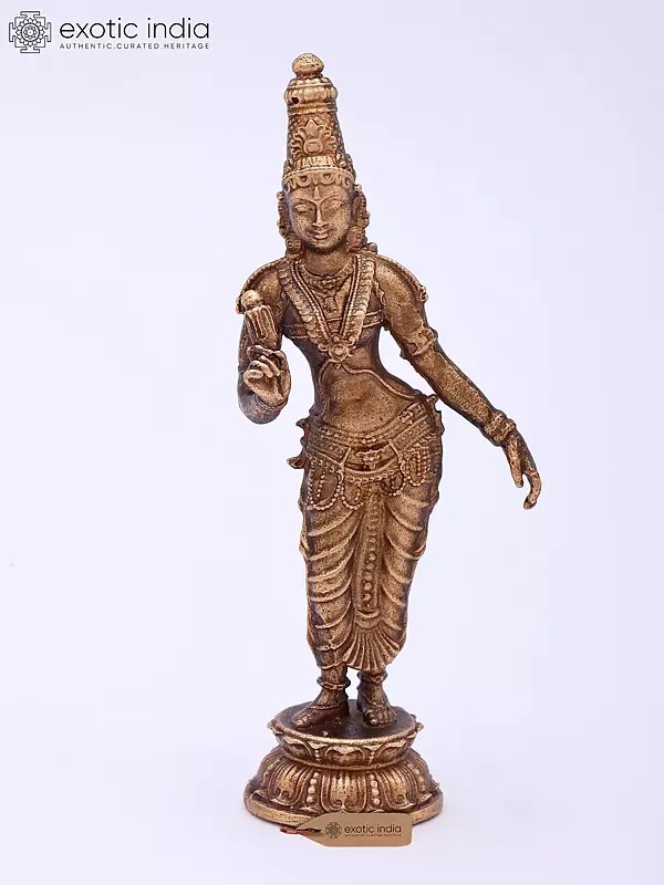 Superfine Bronze Statue of Goddess Parvati (Uma) - 2 inches
