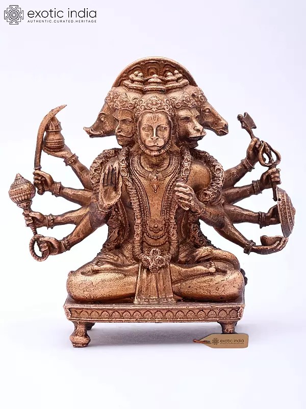 Five-Faced Hanuman Panchaloha Bronze Sculpture