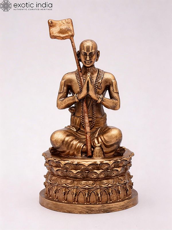 Superfine Bronze Sculpture of Guru Ramanujacharya, 3 Inches