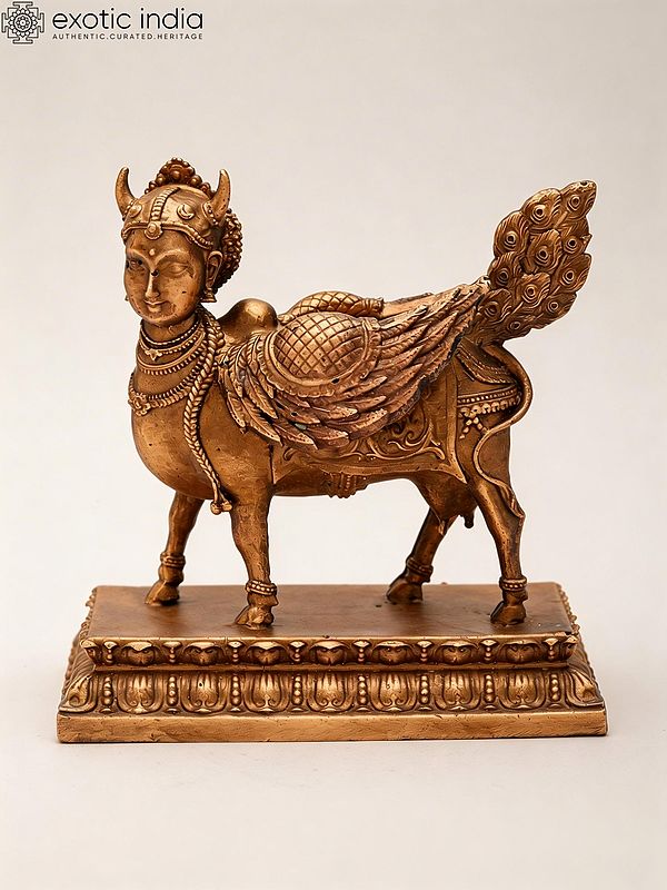 3'' Goddess Kamdhenu Cow Superfine Bronze Statue