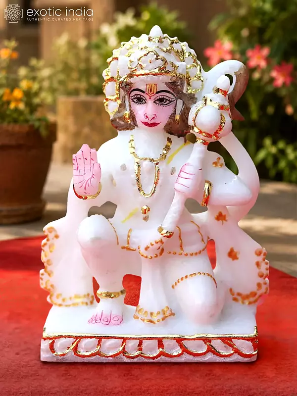 6" Lord Hanuman - Maruti Marble Statue