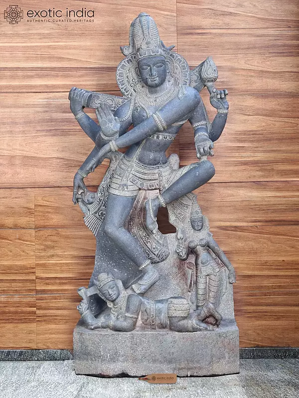 80" Large Dancing Lord Shiva (Nataraja) | Granite Stone Sculpture | Shipped by Sea Overseas