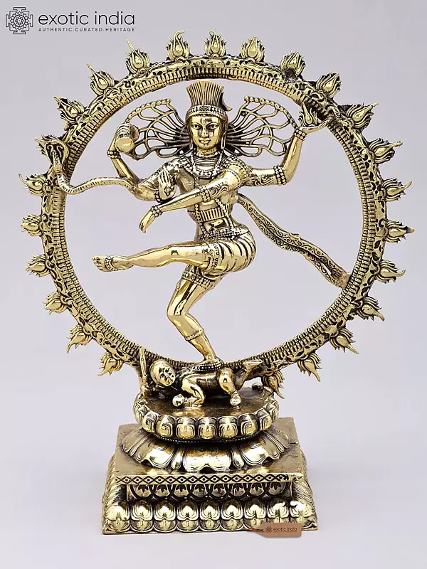 Brass Nataraja Statue: The Dancing Lord Shiva (8 inch)