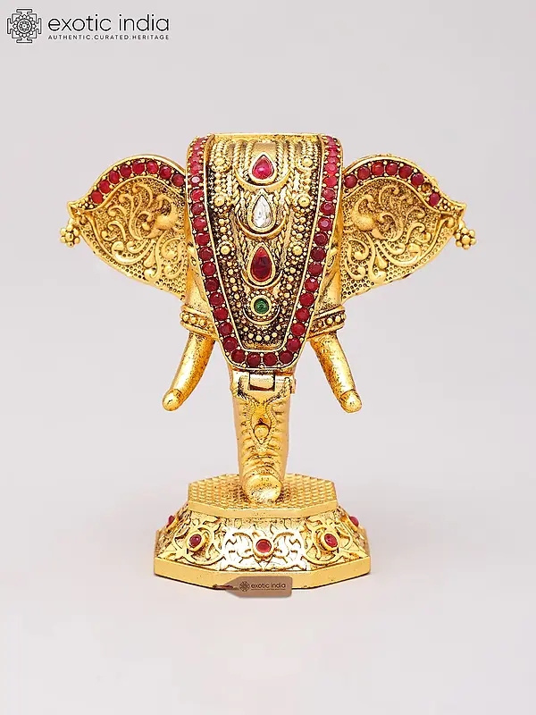 Decorative Brass Sindoor Box - Elephant Design