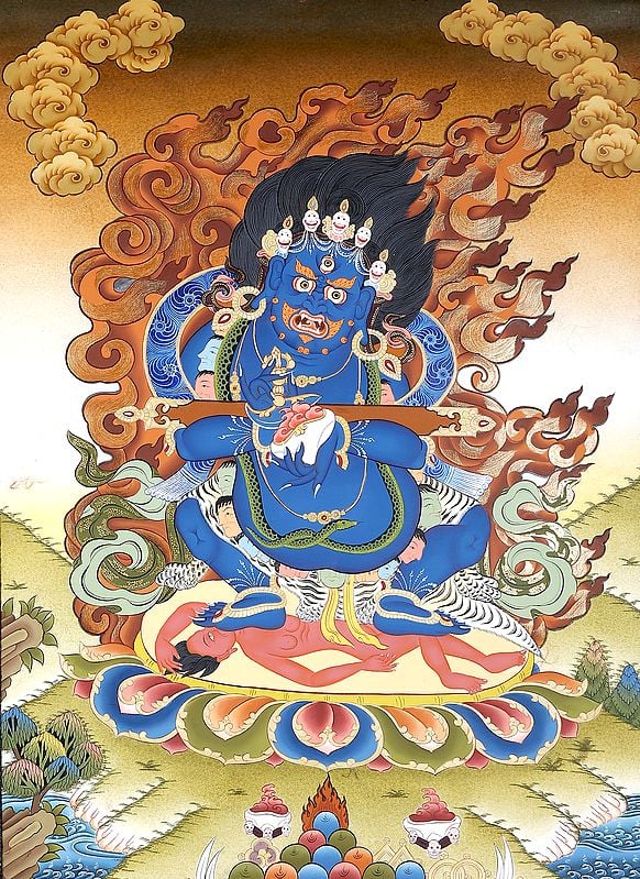 Dandapani Two Armed Pangarnatha Mahakala - Tibetan Buddhist