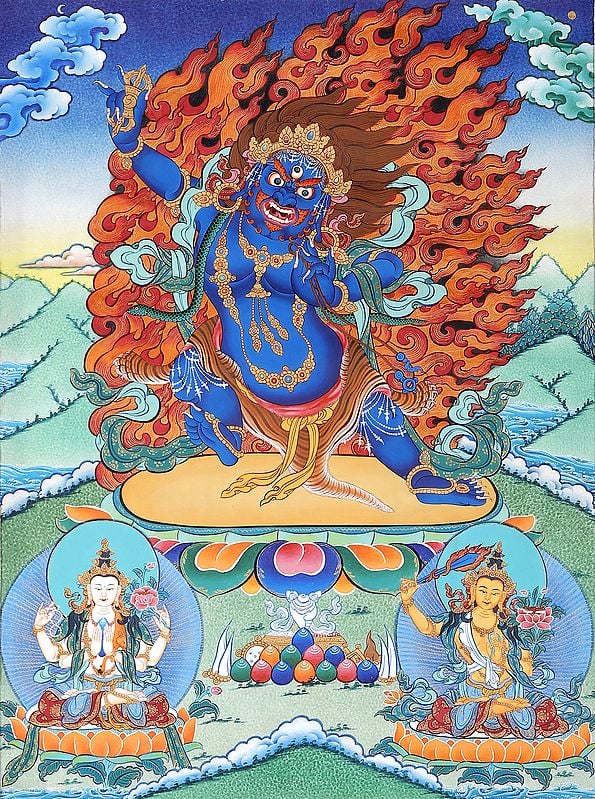 Tibetan Buddhist Two Armed Wrathful Mahakala