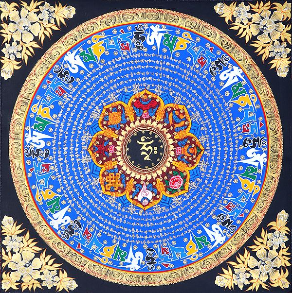 OM Mandala With Ashtamangala - Tibetan Buddhist