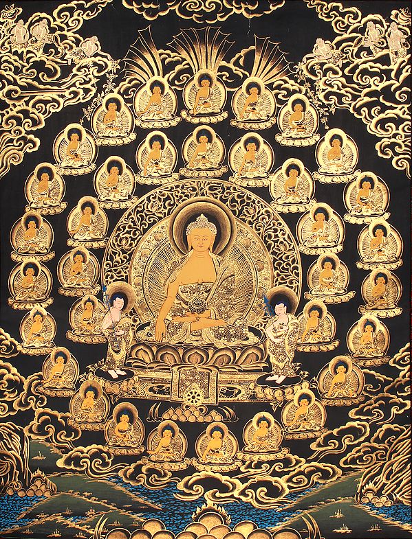 Tibetan Buddhist Shakyamuni Buddha and the Thirty Five Buddhas of Confession