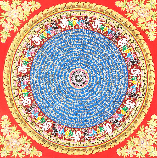 Om (AUM) Mandala With Syllable Mantras- Tibetan Buddhist