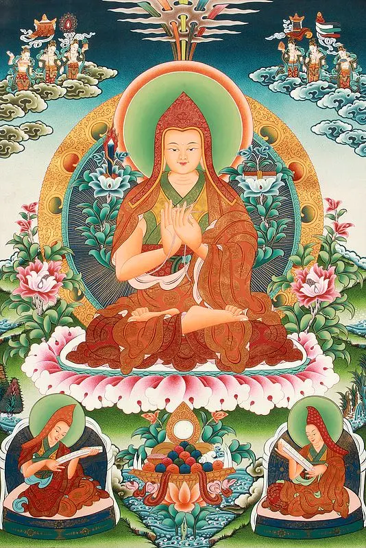 (Tibetan Buddhist) Superfine Tsongkhapa with Wisdom Sword and Scripture