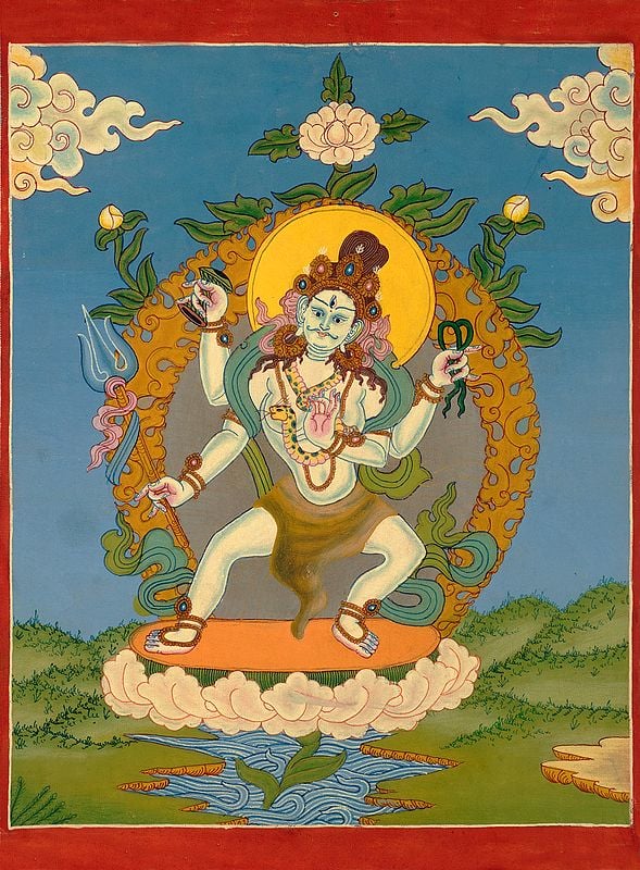 Heavenly Shivatandava (Tibetan Buddhist Thangka, Brocadeless)