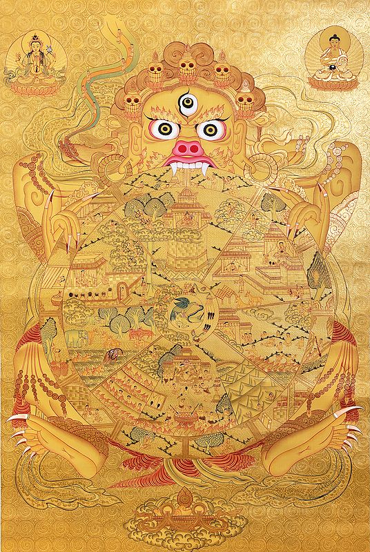 Superfine Tibetan Buddhist Wheel of Life - Brocadeless Thangka