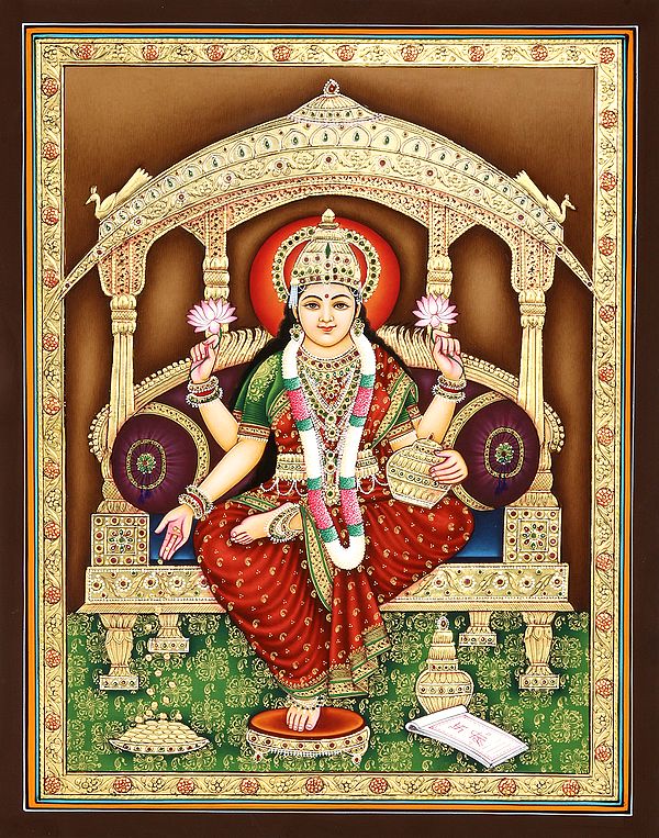 The Divine Glamour Of Devi Lakshmi Watercolor Painting