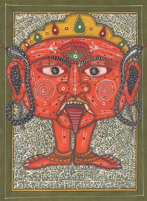 Tantrik Deity with Solar Eyeballs and Serpentine Earrings