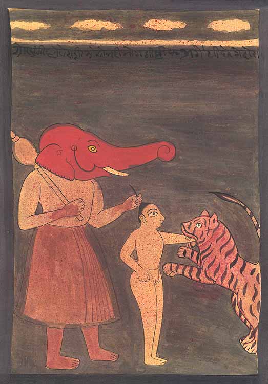 The Elephant-Headed Demon feeds His Victim to a Tiger