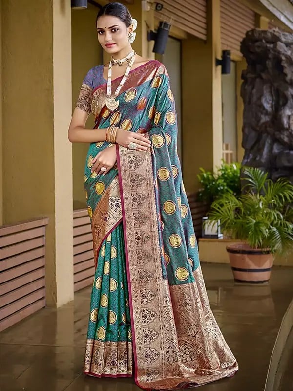 Broad Border Attractive Silk Saree With Blouse For Festival Occasion