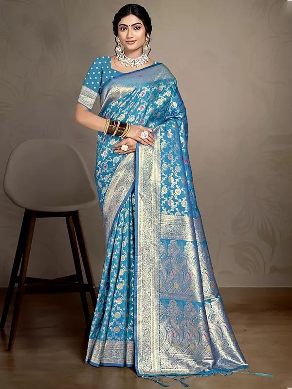 Woven Work Traditional Festive Wear Silk Saree With Designer Tassels Pallu