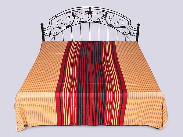 Multi Stripes Woven Queen Size Bedspread from Tamil Nadu