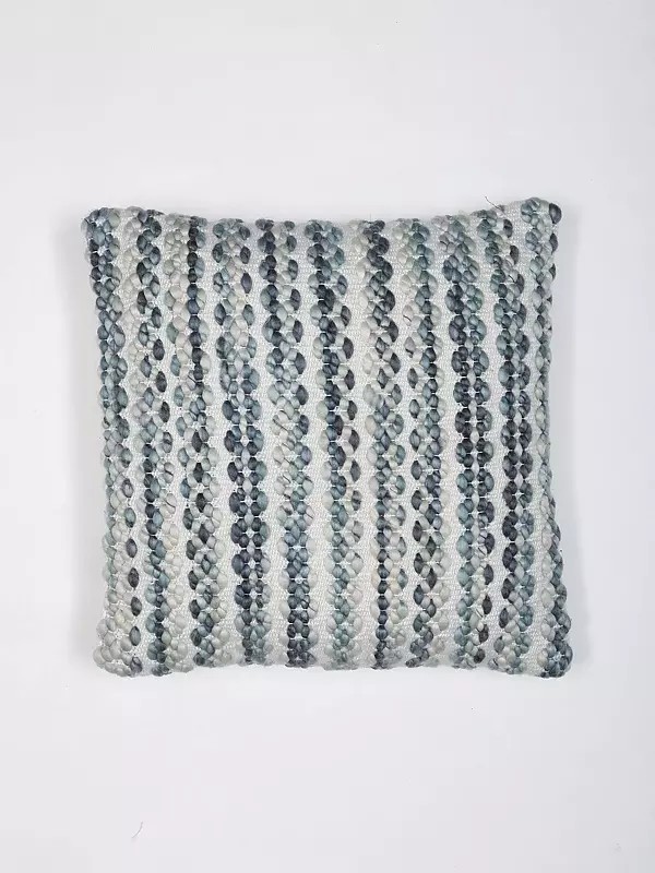 Blue and White Striped Cushion Cover with Zip Closure