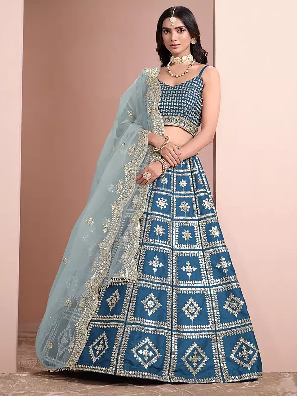 Elegant Floor Length Art Silk Lehenga Choli Set With Dupatta Showcasing Heavy Sequins Embroidery Work Throughout