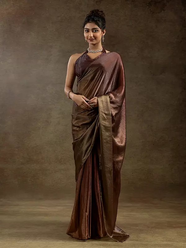 Exquisite Fendi Satin Silk Saree Adorned with Flexible Multiple Hooks Closure for Seamless Sophisticated Draping