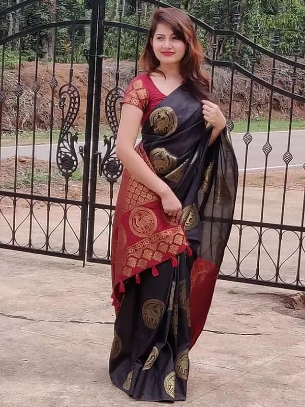 Stunning Soft Lichi Silk Saree Lavish Rich Pallu Intricate Jacquard All Over Weave Ethnic Festive Party Glamour Wear