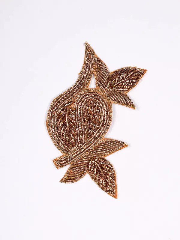 Gilded-Beige Small Patch with Zardozi work