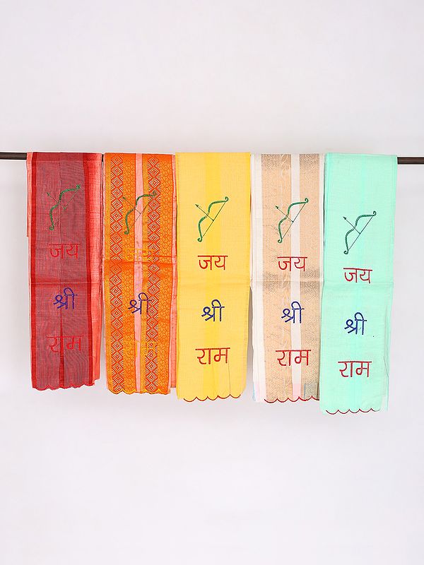 Lot of Five Prayer Scarf with Thread Embroidered Jai Shree Ram