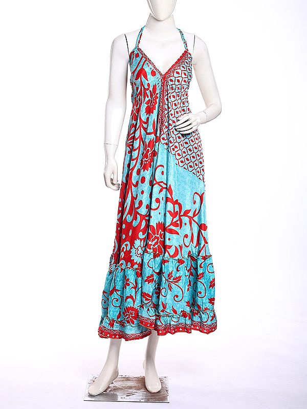 Vintage Printed Halter Backless Maxi Dress from Jodhpur